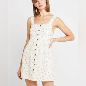 American Eagle Cream Button Front Floral Dress